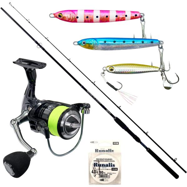 ショアジギングロッドとPEライン付き#3500リール、リーダー、人気のメタルジグ3個がセットになっています。セット内容ロッド：メタルロード90MHリール：GLAYM(グレイム)3500S 付属糸PEライン1.5号約120mジグ：メタイワシ2...