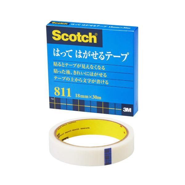 3M スコッチ はってはがせるテープ 紙箱入り 18mm×30m 大巻 811-3-18