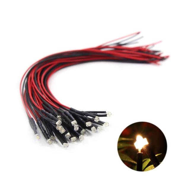 ジオラマ電飾に チップＬＥＤ 1.8mm 温白色 20本入り 配線付き 抵抗付属 電車模型 鉄道模型 建物模型 模型電飾 ジオラマ
