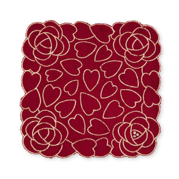 のレン レディース ハンカチ (竹タオル/薔薇 - レッド) 24×24cm