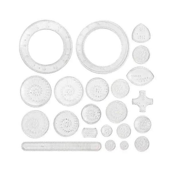 Training Toy デザイン定規 円 幾何学 模様 お絵描き 描画ルーラー テンプレート 図面装飾 (クリア)
