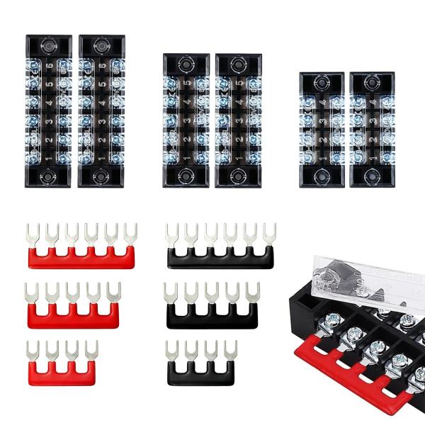 端子台 12個入り 600V 15A 組端子台 2列型 極数4 極数5 極数6 2色絶縁圧着端子セット付属 丈夫で長持ち 取り付け簡単 (Aタイプ)