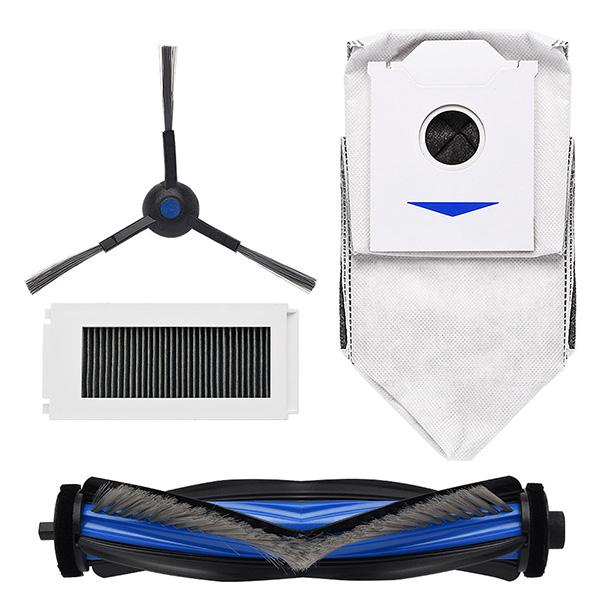 エコバックス N30 PRO OMNI 用 サイドブラシ、フィルター、メインブラシ、ゴミパック互換交換パーツ4点セット 互換品 Ecovacs Deebot N30 OMNI/N30 PRO OMNI対応、メインブラシ、モップクロス、ダストバッグ、サイドブラシ