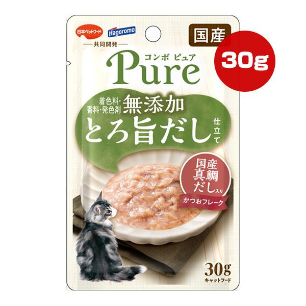 コンボ ピュア 無添加 とろ旨だし仕立て 国産真鯛だし入り かつおフレーク 30g 日本ペットフード ▼a ペット フード 猫 キャット 国産