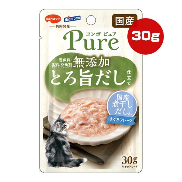 コンボ ピュア 無添加 とろ旨だし仕立て 国産煮干しだし入り まぐろフレーク 30g 日本ペットフード ▼a ペット フード 猫 キャット 国産