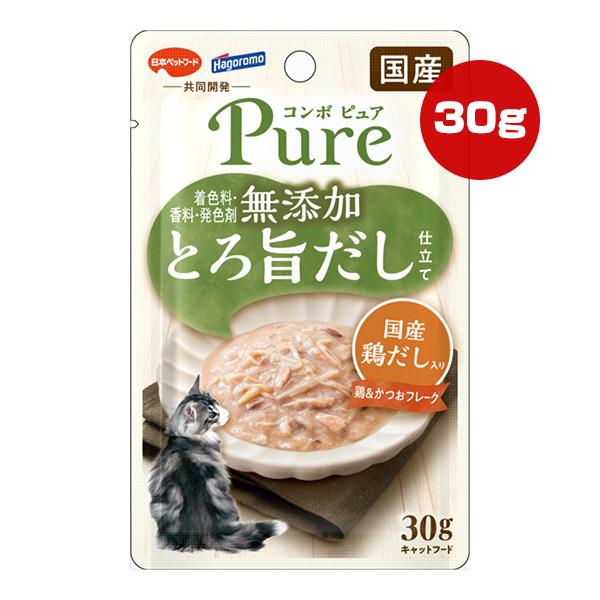 コンボ ピュア 無添加 とろ旨だし仕立て 国産鶏だし入り 鶏＆かつおフレーク 30g 日本ペットフード ▼a ペット フード 猫 キャット 国産