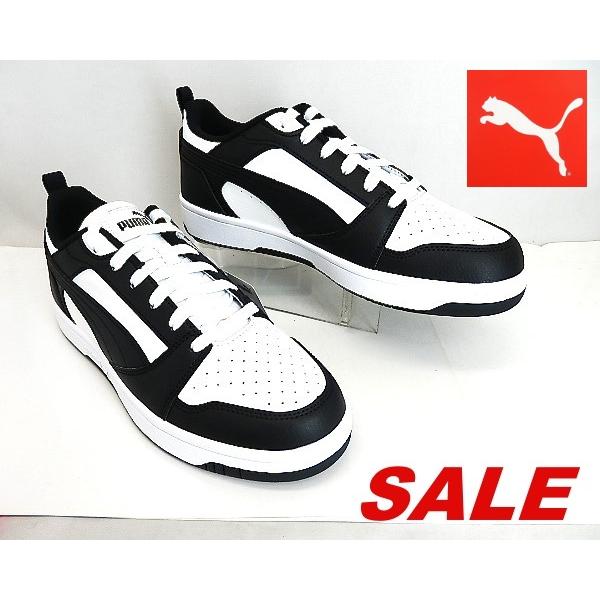 ◆ プーマ PUMA ユニセックス スニーカー Rebound v6 Lowリバウンド V6 ロウ 392328-01 WH/BK バスケットヒール部分にプーマのワードマーク売り切れ次第終了!!