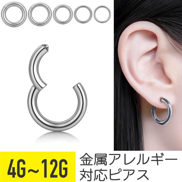 太さ4G,6G,8G,10G,12G 内径10mm〜16mmのセグメントリングです。サージカルステンレス素材のセグメントリングです(金属アレルギー対応)。イヤーロブ,ファーストピアス,セカンドピアスにおすすめのセグメントリングです。1個入り...
