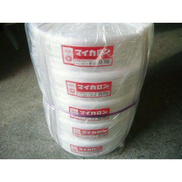 ごく一般的な荷造りヒモです。梱包、荷造りに最適なPPテープ（PPひも 結束紐）荷造りロープ標準径：100mm標準長さ：1000m標準重量：1.5kg×5巻きカラー：白色材質：ポリプロピレン製造元：石本マオラン商品名：マイカロン上記数値は保証...