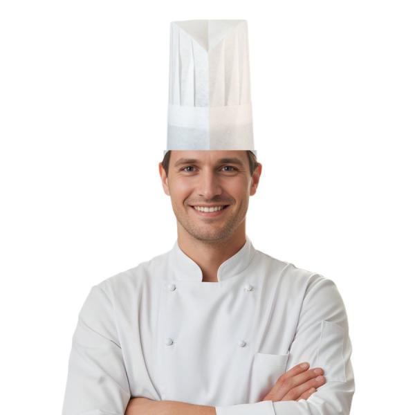 6枚入り不織布の使い捨てタイプです使い捨てできるので衛生的です。お店ではもちろん、調理実習や学園祭でも幅広くお使いいただけます。高さ:23cm フリーサイズ頭囲:約56cm 　スライド式て±3cm前後調整できます。テープが付いていますので　...