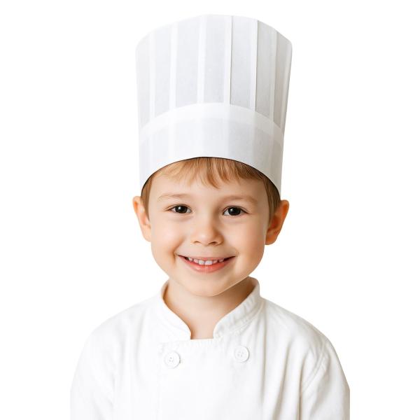 内容: 子供用の角型 コック帽 6枚入り (複数人で使えるので兄弟・友達同士・学校イベントに最適。)材質タイプ: 不織布　(軽量で通気性がよく蒸れにくく快適です。）サイズ:高さ20センチ、頭囲サイズ約48〜54cm (頭囲に合わせて調整でき...
