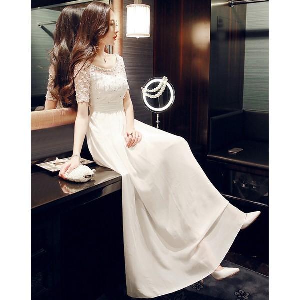 パーティードレス ワンピース 白 結婚式 ドレス 袖あり ウエディングドレス シフォンワンピース レディース 夏 ビーチ マキシ丈 ドレス おしゃれ Buyee Buyee 日本の通販商品 オークションの代理入札 代理購入