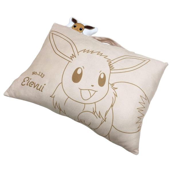 MORIPiLO 抱き枕 ポケモン イーブイ マスコット付きまくら 取っ手付き クッション 昼寝枕 28x39x9cm ベージュ系 キャラクター まくらのモリシタ
