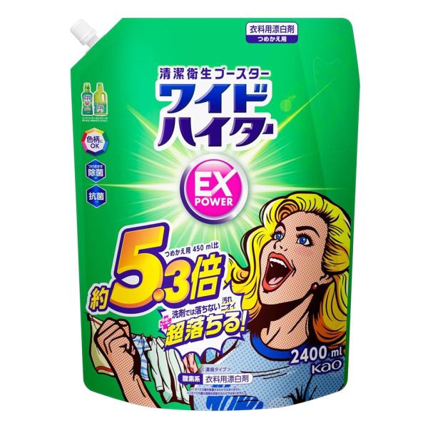 【製品について】ブランド ワイドハイターアイテム 1個 花王 ワイドハイター EXパワー 衣料用漂白剤 詰替用 2400ml 大容量 色柄OK ツンとしないさわやかな花の香り内容量   2400ml原材料・成分　過酸化水素(酸素系)、界面活...