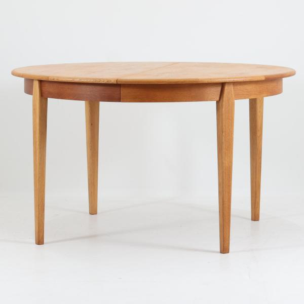 エクステンションダイニングテーブル 円形 オーク材 幅125cm〜245cm 北欧ビンテージ家具 伸長式 食卓 木製