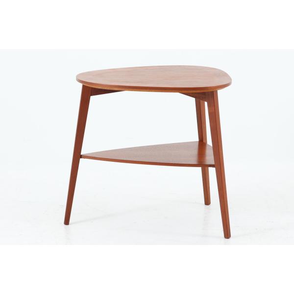 60's アンティーク 竹xチークx黒3本脚 サイドテーブル プランター 竹籠 Holger Georg Jensen お洒落な形のサイドテーブル 3本脚 チーク材 北欧