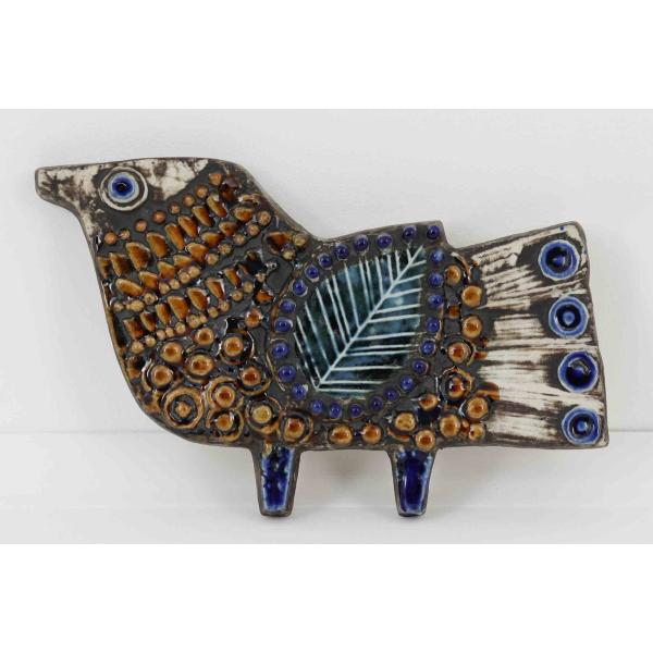 Lisa Larson リサ ラーソン 陶板 VAGGPLATTOR Fagel トリ □北欧雑貨