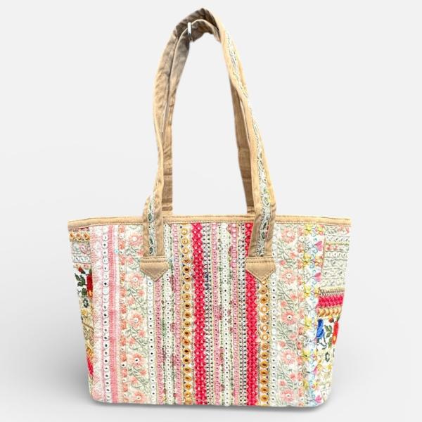 インド刺繍バッグ インド刺繍リボン 全面刺繍 ミラーワーク コットン