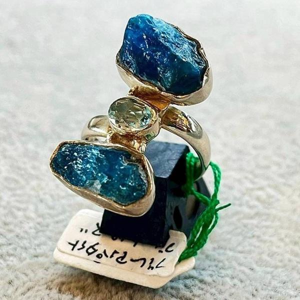 手作り　シルバーリング　ブルーアパタイト　14号相当 シルバー リング ブルーアパタイト 14号 15号 調整可 シルバー925