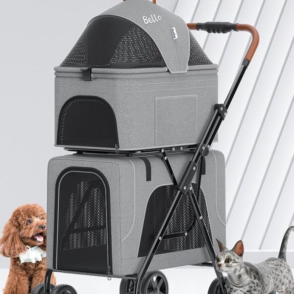 ペットカート キャリー 2段式 2匹 2層 軽量 猫 小型犬