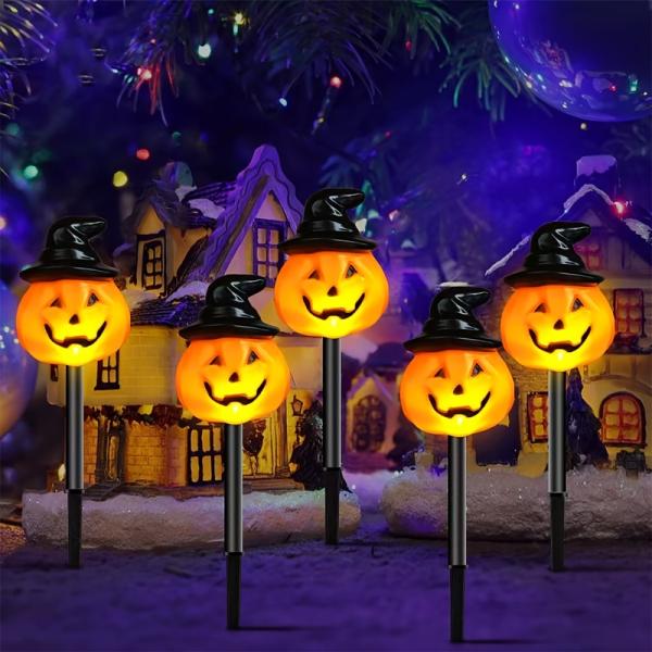 ガーデン ライト 5個セット ジャックオーランタン ハロウィン インテリア 3WAY 電源 かぼちゃ ディスプレイ イベント 装飾 ハロウィーン 雑貨