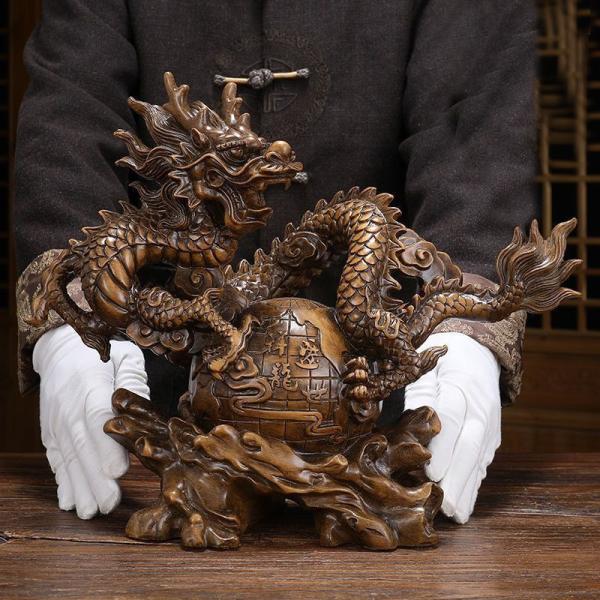 ドラゴン 龍 像 オブジェ 置物 地球 開運 縁起物 迫力 かっこいい 健康
