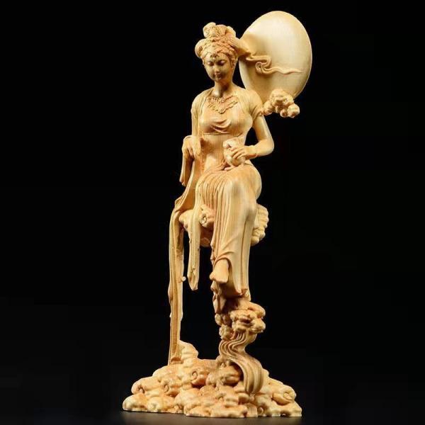月の神 嫦娥 中秋 置物 天女像 中国神話人物 手作り 美術品 オブジェ