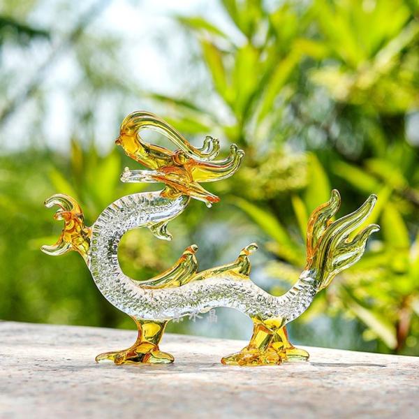 龍 ドラゴン 硝子 ガラス細工 置物 オブジェ 金龍 風水 開運 縁起 干支 中国 干支飾り 玄関 寝室 方角 金 強力 スピリチュアル  店舗 金運 仕事運 健康運 伝統的