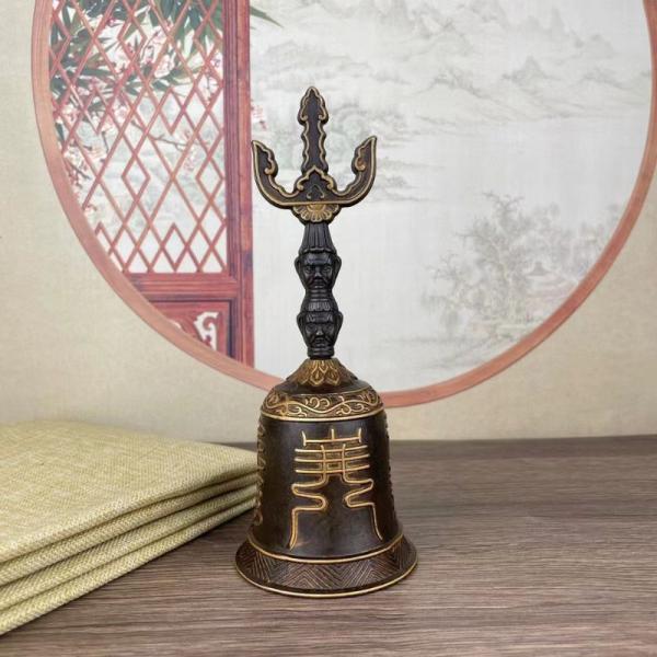 チベット 仏具 金剛鈴 ベル ハンドベル ドルジェベ 仏教 密教法具 置物