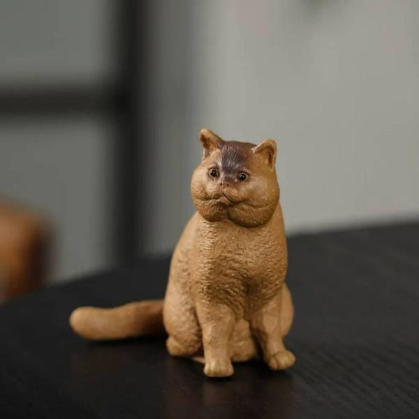 猫 置物 風水 招き猫風 卓上置物 インテリア かわいい ミニ置物 短毛猫