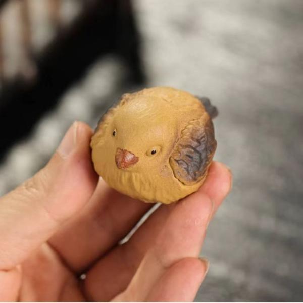 鳥 小鳥 置物 オブジェ 紫砂 イエロー 幸運 長寿 縁起物 魔除け 厄除