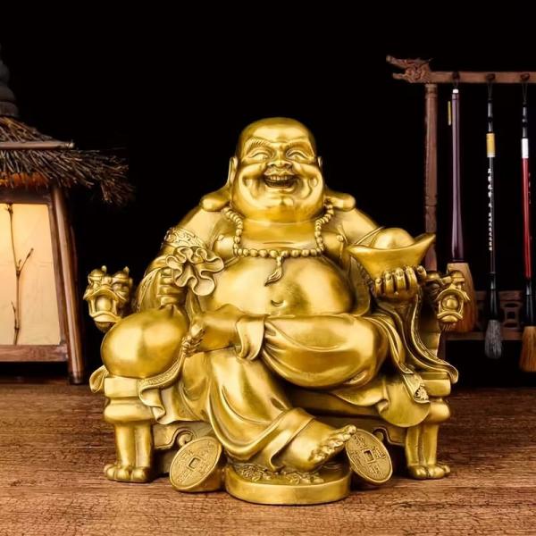 布袋尊 金色仏像 弥勒菩薩 笑福像 開運 置物 風水 金運 財運 商売繁盛