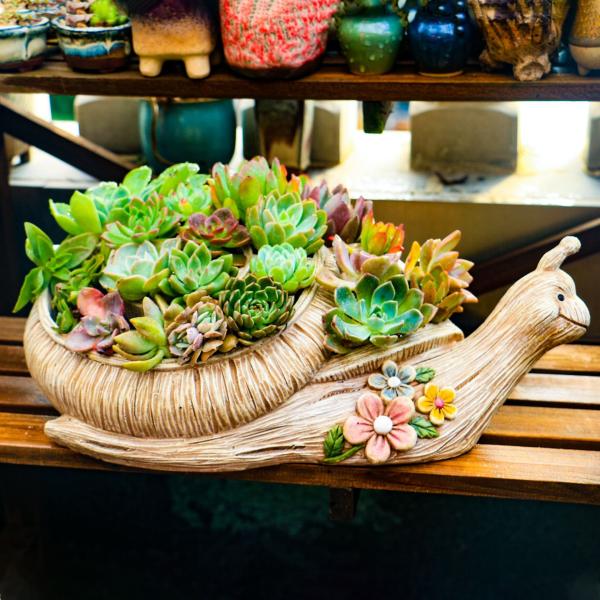 プランター カタツムリ ナメクジ かわいい 樹脂 庭 植木鉢 鉢植え