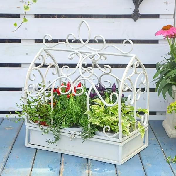 アンティークショップ購入　ガーデニング スタンド 鳥かご インテリア シャビー プランタースタンド ヴィンテージ調 鳥かご風 シャビー加工 シャビー