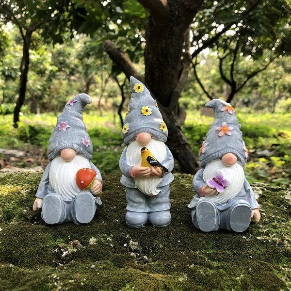 ガーデンオブジェ ノーム 3体セット 樹脂 置物ドワーフ かわいい