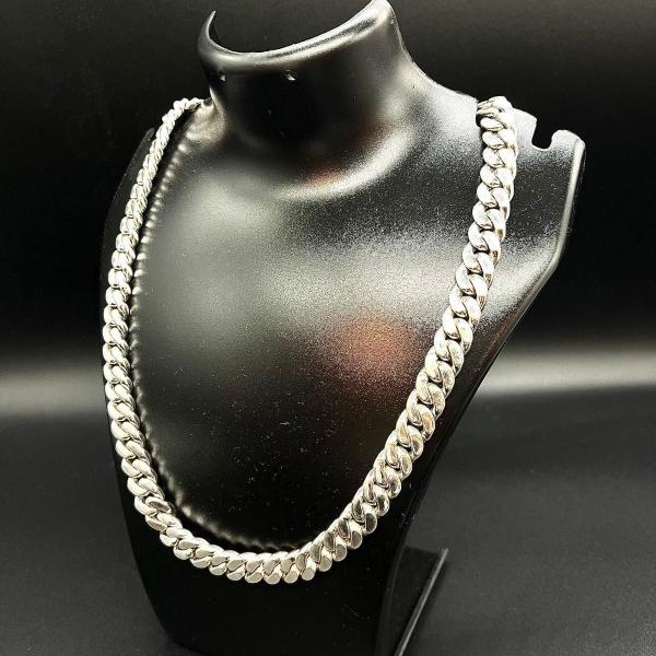 シルバー925 マイアミキューバンチェーン ネックレス 50cm 10mm 3mm 喜平ネックレス 純銀 silver925 手作り 本物 タイ製 喜平チェーン 重厚