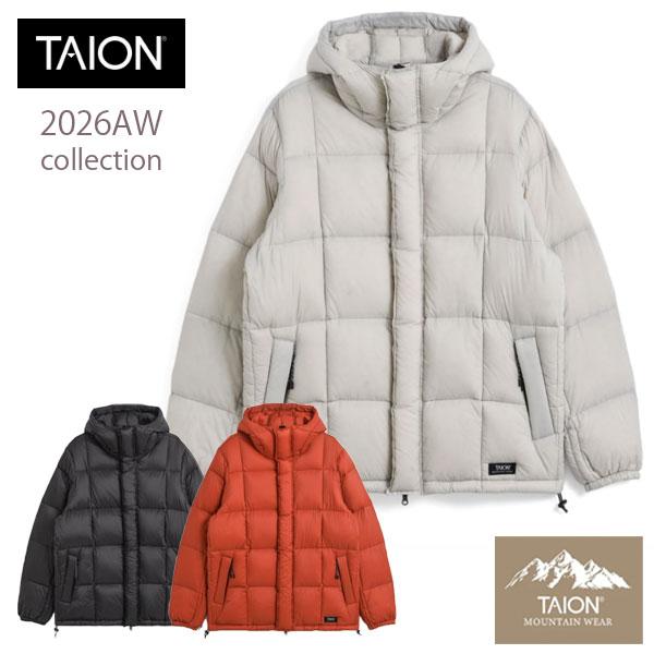 TAION タイオンアウター ダウンジャケット 2026AW予約受付 ユニセックス マウンテン フライフロント パッカブル ボリュームダウンフーディー TAION-106VFMT