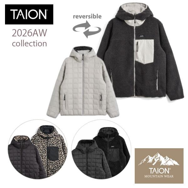 TAION タイオン アウター ダウンジャケット 2026AW予約受付 ユニセックス マウンテン リバーシブル ダウン×ボア フーディー TAION-R106MBMT