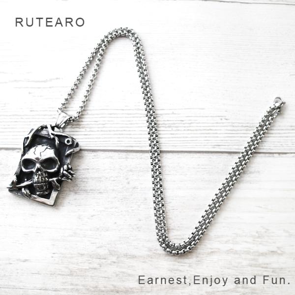 ドクロ ステンレス ネックレス スカル シルバー メンズ 髑髏