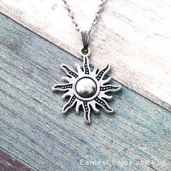 太陽 ネックレス レディース メンズ レトロ シルバー カジュアル 魔