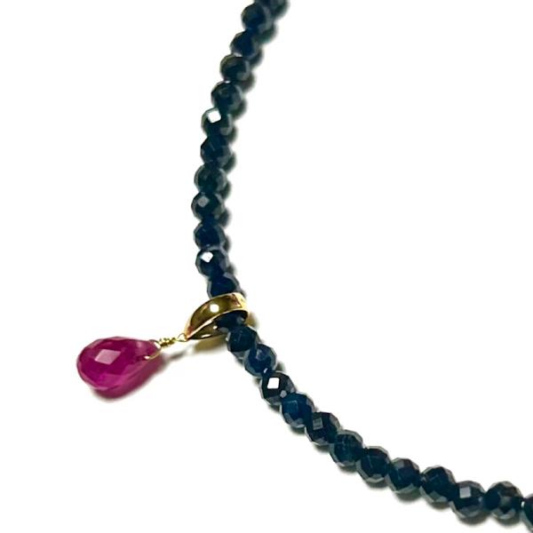 Rvaru】K18ネックレス PB ルビー トップ ブルーサファイア ネックレス