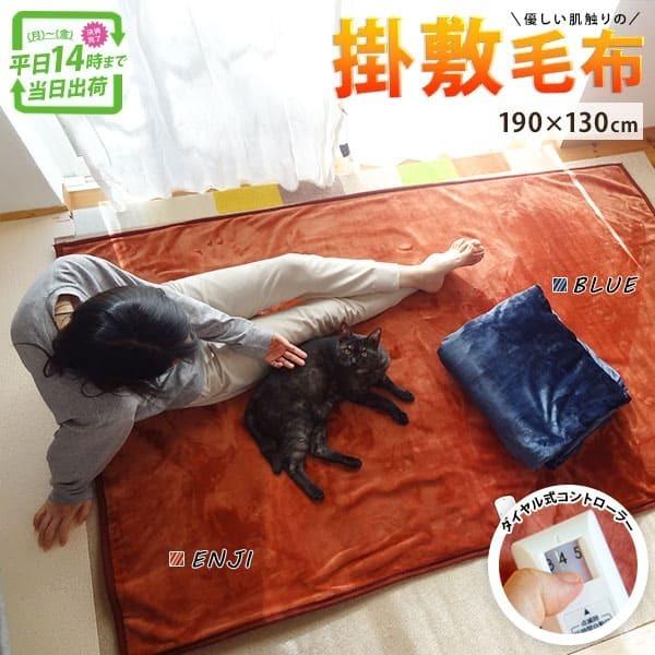 電気掛敷毛布 フランネル毛布 約190×130 洗える MORITA