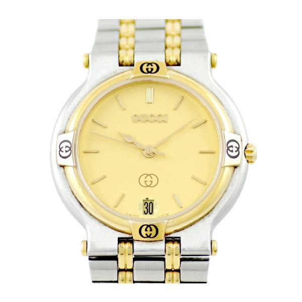 GUCCI（グッチ） 電池交換済 9000M デイト 30m防水 アイボリー コンビ