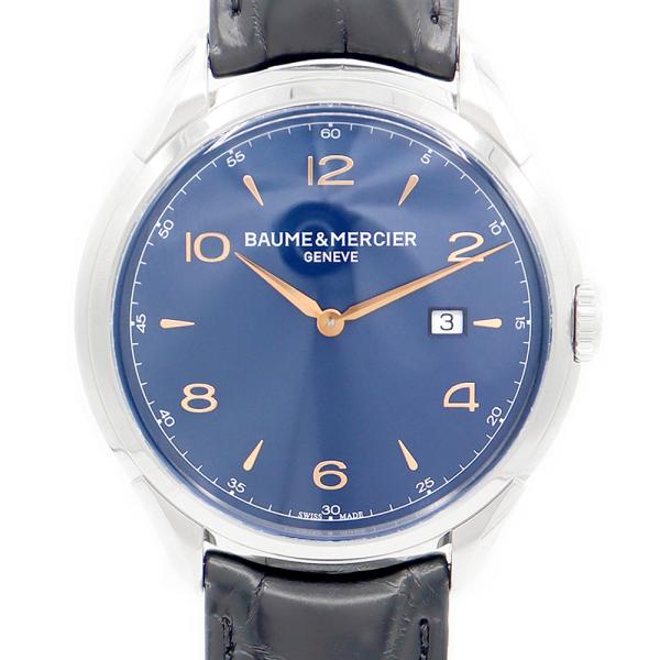 電池交換済 BAUME&MERCIER ボーム&メルシェ クリフトン M0A10420 65846 デイト 50m防水 青 ブルー SS ステンレス 純正ベルト メンズ クォーツ【6ヶ月保証】【腕時計】【中古】 BAUME&MERCIER（ボーム&メルシエ） 電池交換済 ボーム&メルシェ