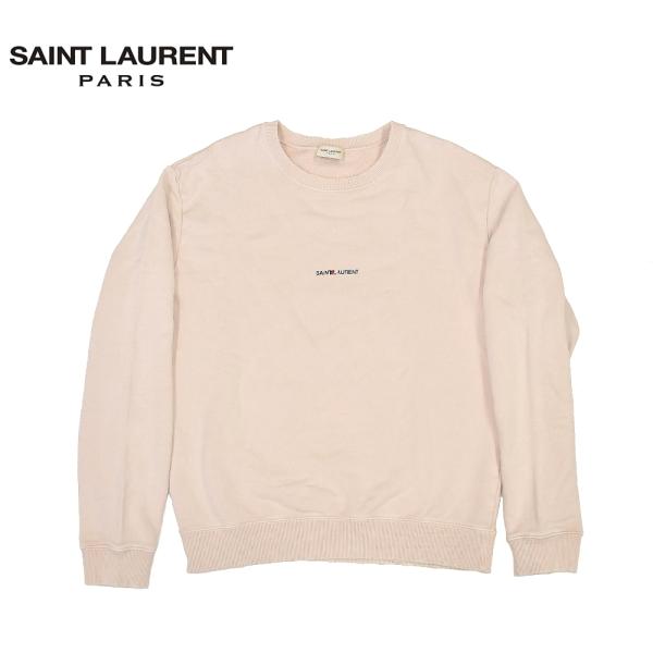 極美品◆イヴサンローラン YSL ロゴ入り クルーネック　ニット ピンク M SAINT LAURENT 【A01564】SAINT PARIS サンローランパリ 18SS フロント