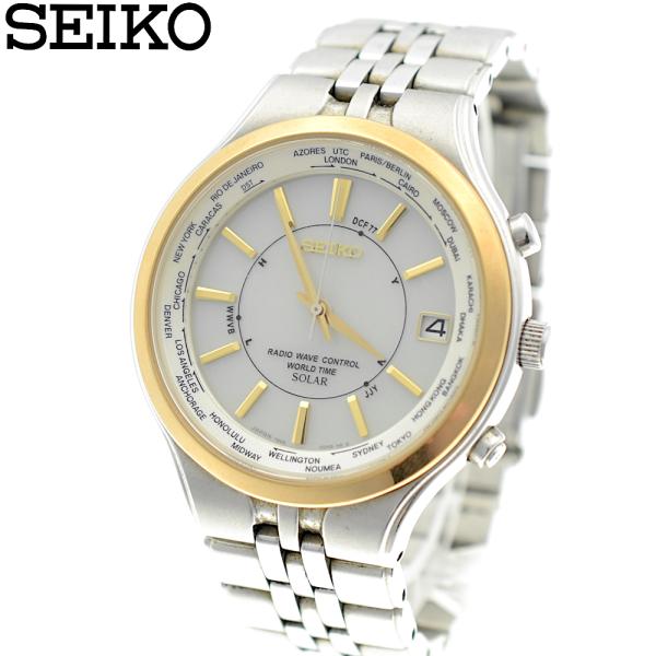 セイコー ソーラー 腕時計 シルバー/ゴールドV138-0ADO SEIKO - 美品 SEIKO セイコー ゴールド シルバー ソーラー