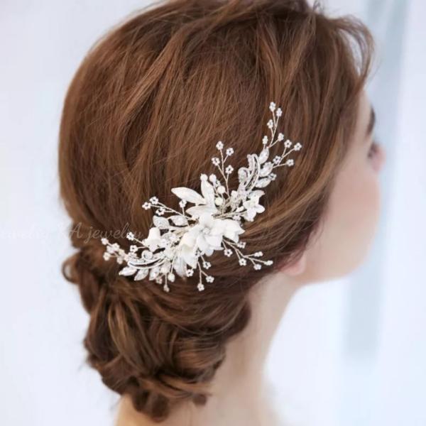 ヘッドドレス ウェディング シルバー ヘアアクセサリー ウエディング 結婚式 髪飾り コーム ヘアドレス ティアラ ヘッドアクセサリー  ボンネ
