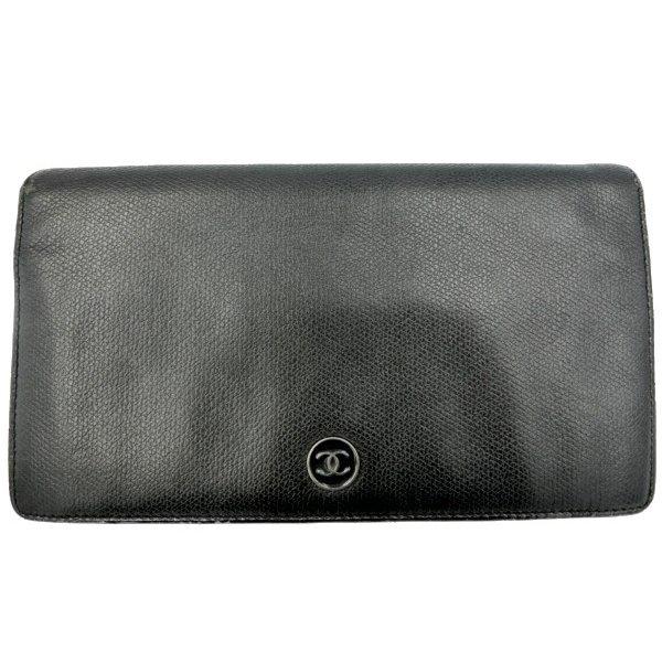 送料無料 CHANEL/シャネル ココボタン レザー 二つ折り長財布 中古 : 1  