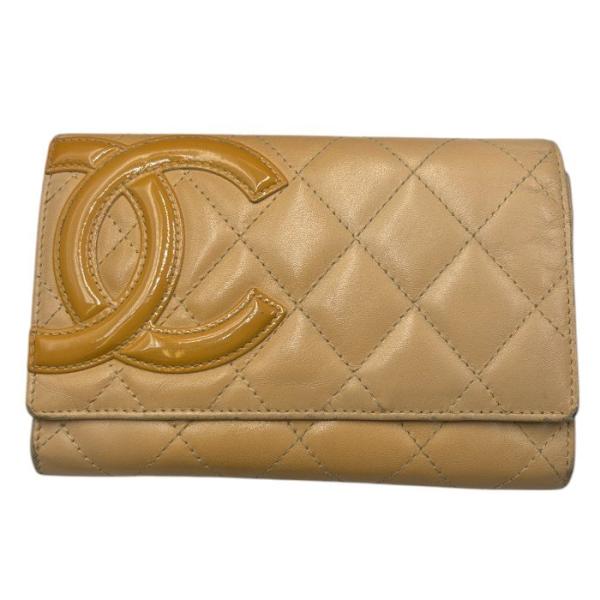 CHANEL シャネル カンボンライン レザー 二つ折り財布 中古 送料無料 