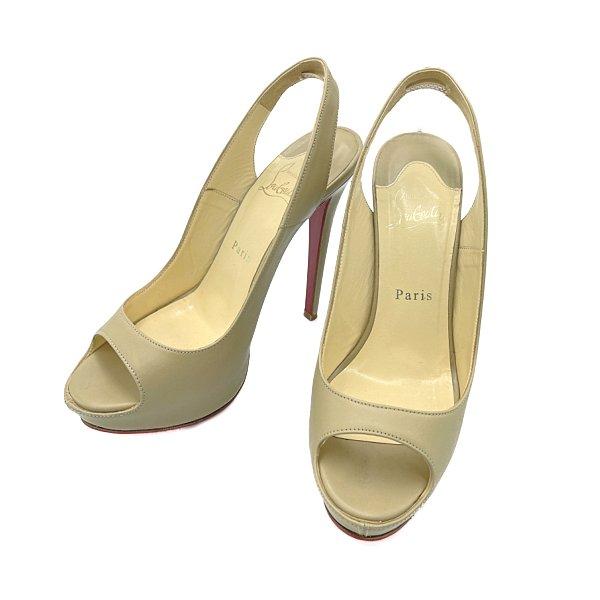 【未使用級】クリスチャン ルブタン バックストラップ パンプス 23.5㎝ Christian Louboutin クリスチャンルブタン レザー バックストラップ